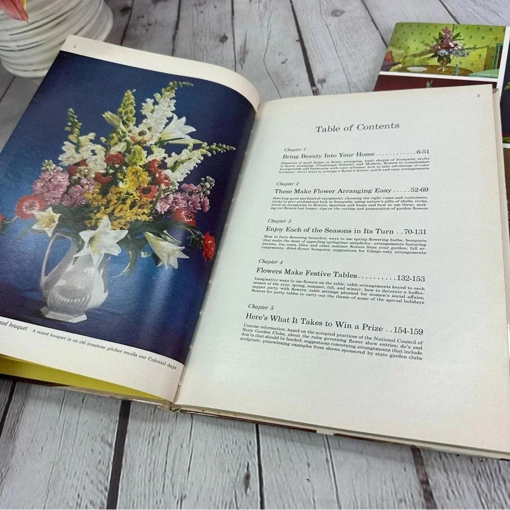 vintage better homes & gardens flower arranging books set of 2 1957, 1965